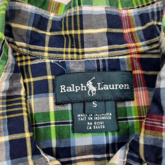 Ralph Lauren Button Down Plaid Collared Shirt‎ Size Small 6/7 Boys - Picture 3 of 6
